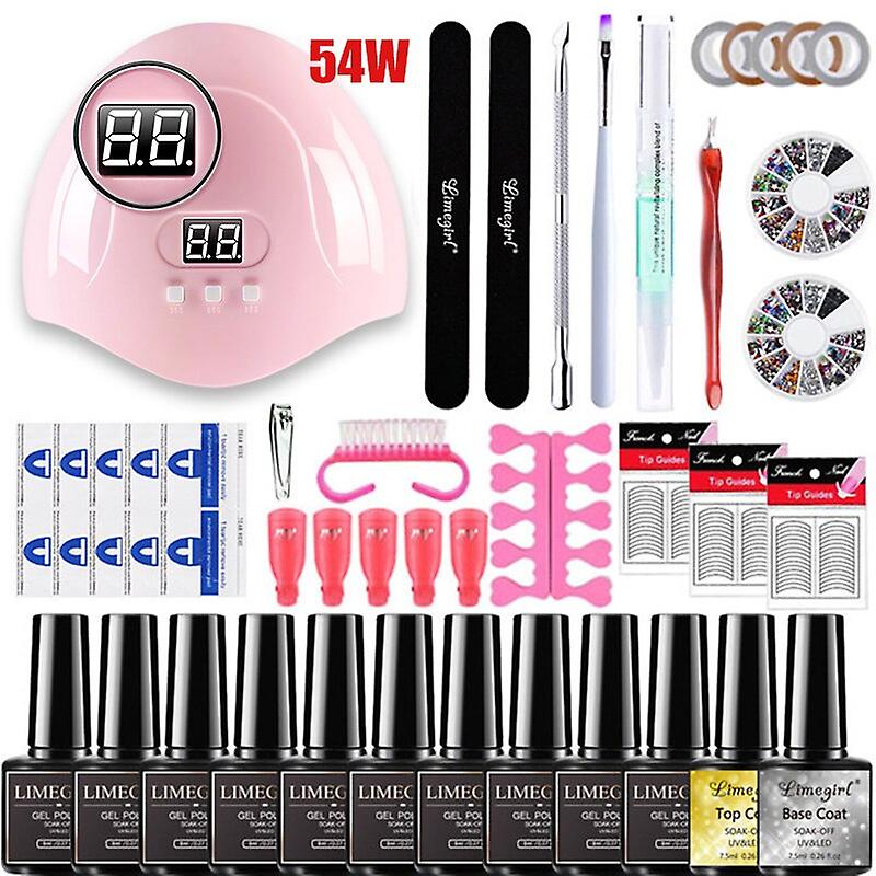 Nail Set Uv Led Lamp Dryer With 18/12/10pcs Nail Gel Polish Kit Soak Off Manicure Set