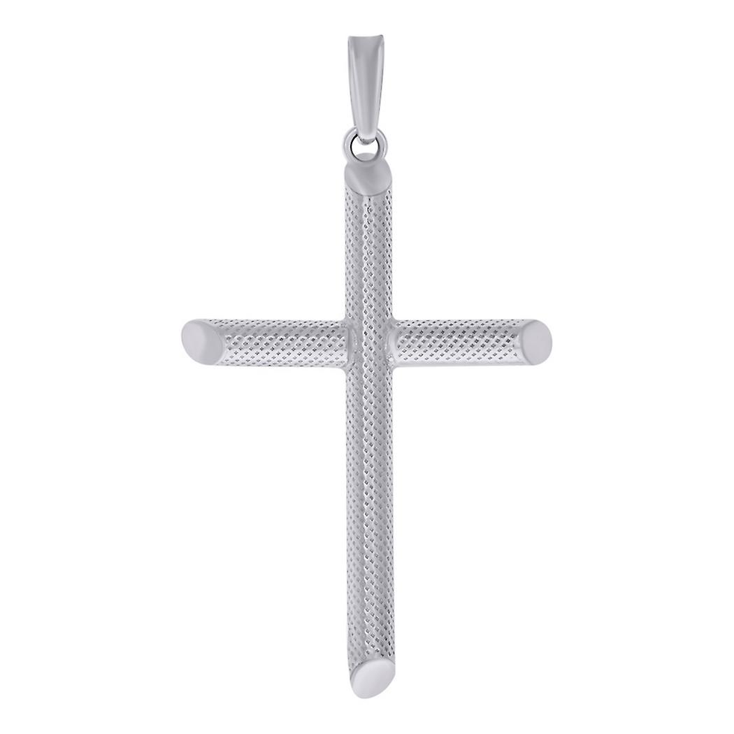 925 Sterling Silver Unisex Hollow Tube Cross Religious Charm Pendant Necklace 49.9x27.8mm Wide-Pendant for Women