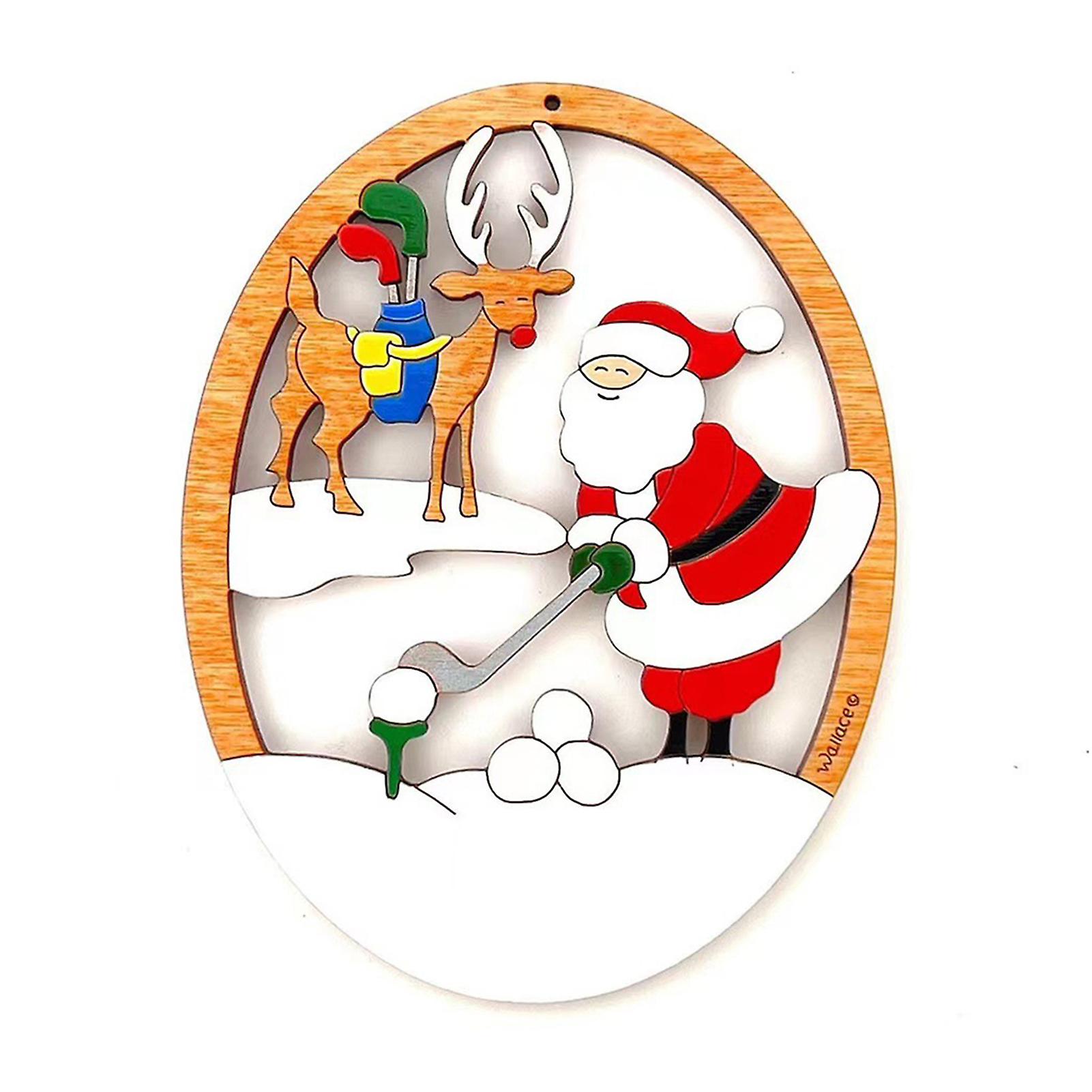 Santa Claus Pattern Xmas Pendant Exquisite Craft Hanging Decorations