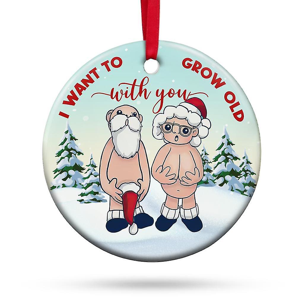 Christmas Tree Pendant Naughty Funny Santa Printed Christmas Ornament Vintage Christmas Memory Keepsake Ornament