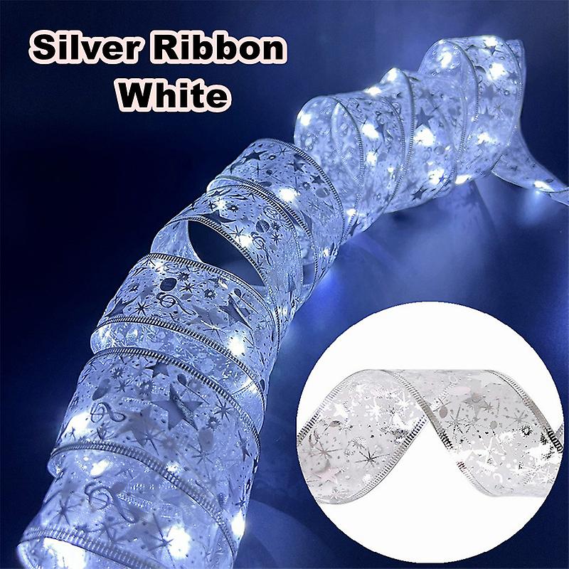 Christmas Ribbon Fairy Light Decoration Diy Bows String Light Tree Ornaments