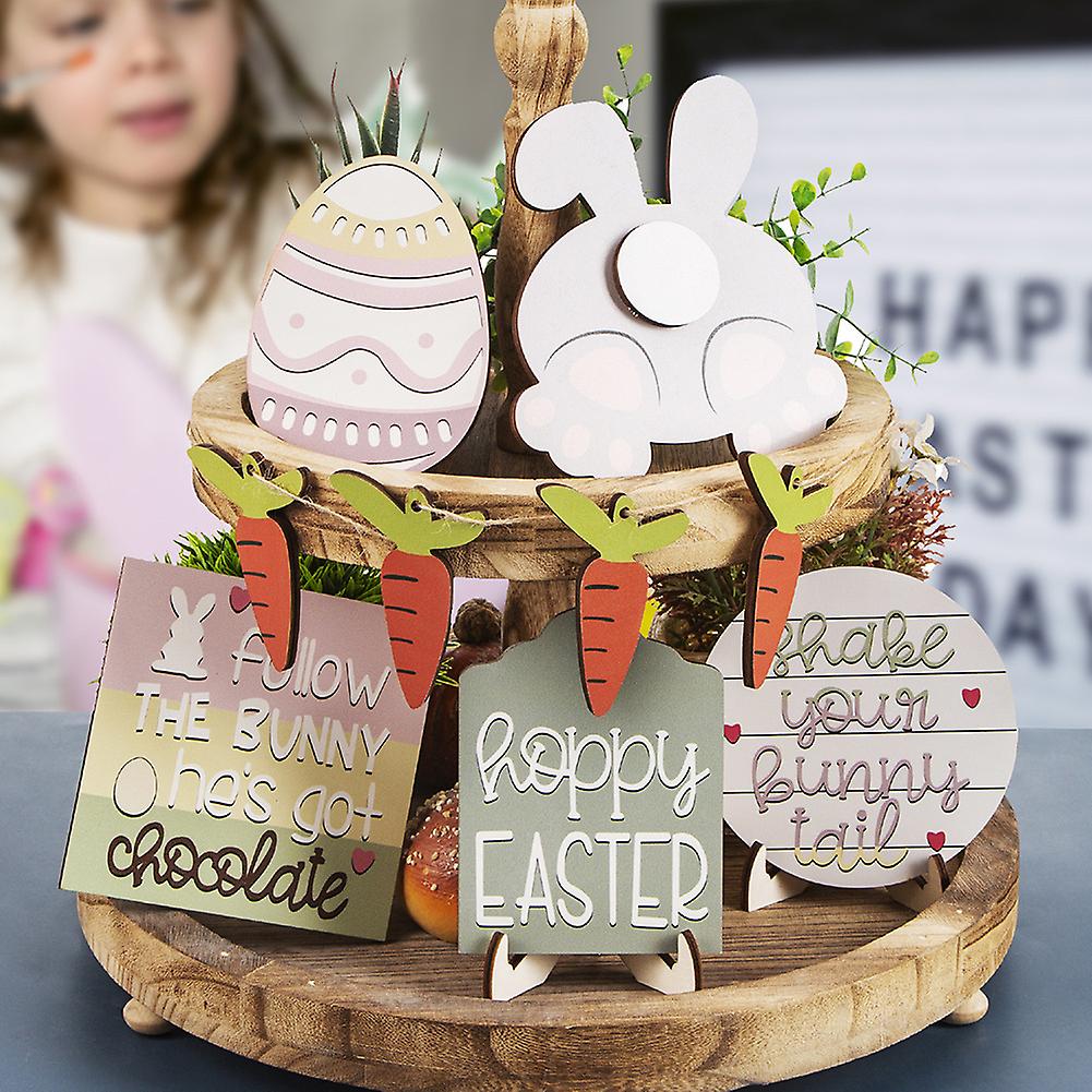 Plateau En Bois Lapin Décoratif 19x19x1.8 Cm - Neuf - Marque MegaCrea DIY