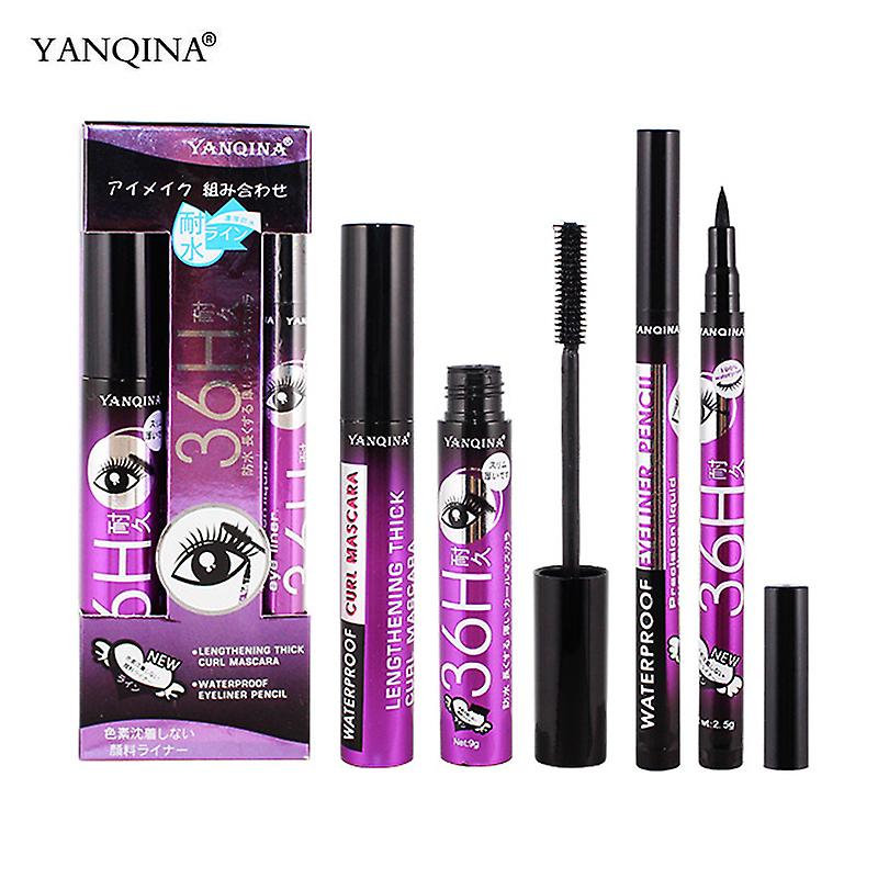 Big Eyes Makeup Set Black Mascara + Waterproof Eyeliner Liquid Make Up Cosmetics Eyelash Curler Brush Eye Liner Eye Kit