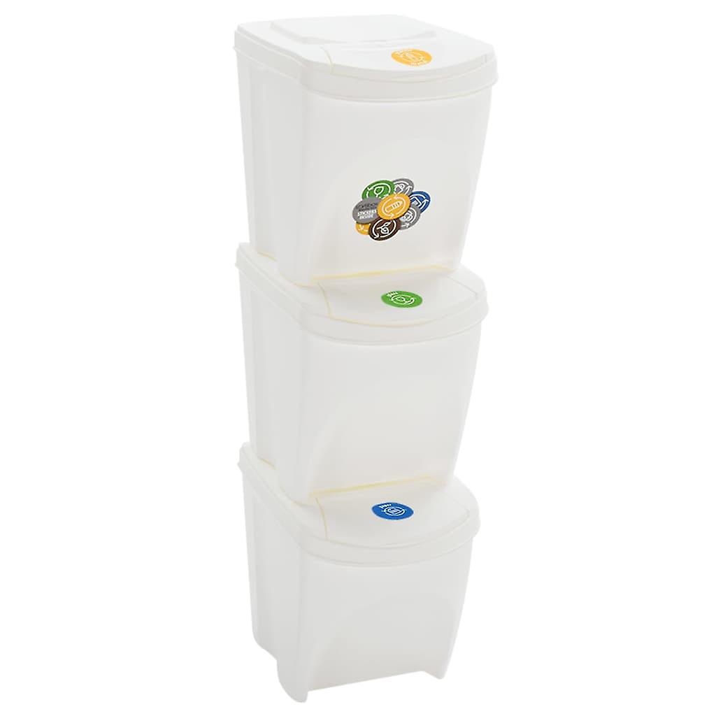Stackable bins 3 pcs white 75 L polypropylene