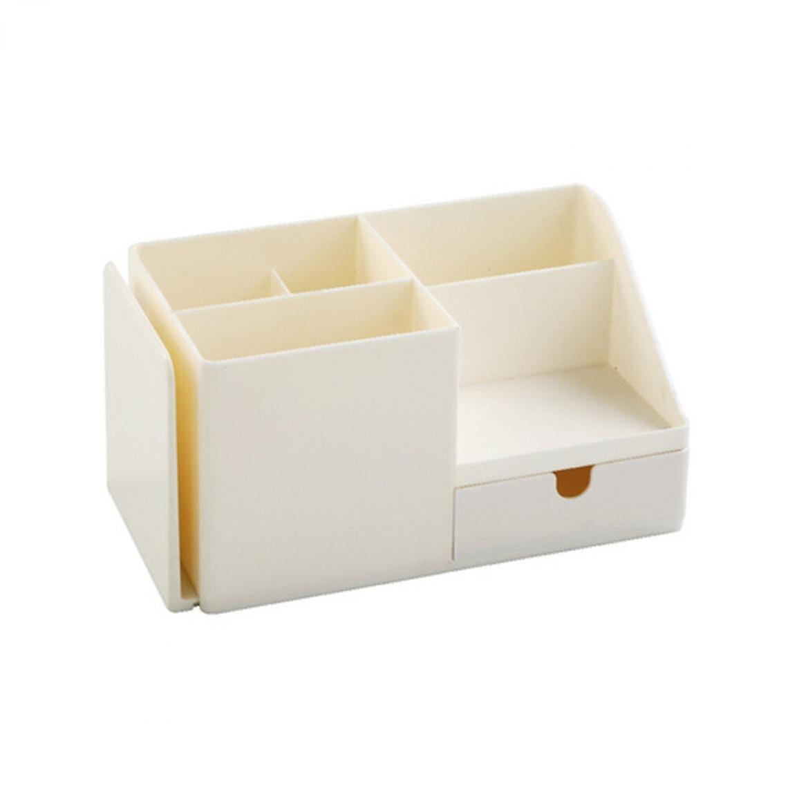 Large-capacity Cosmetics Storage Box Desktop Storage Shelf Desktop Pencil Sun Badge Box Stationery(beige)
