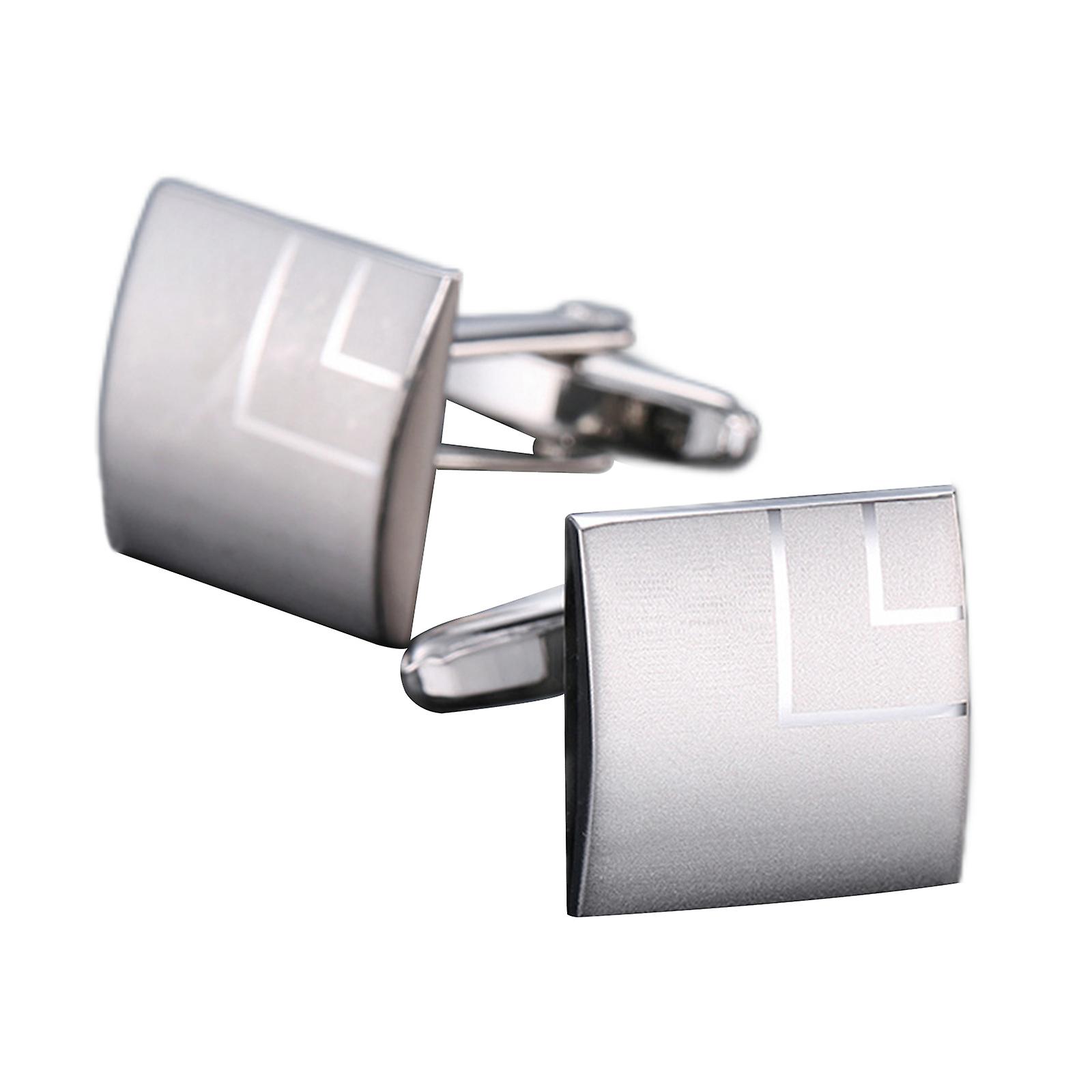 1 Pair Men Square Cufflinks Party Tuxedo Shirt Cuff Links Silver laser