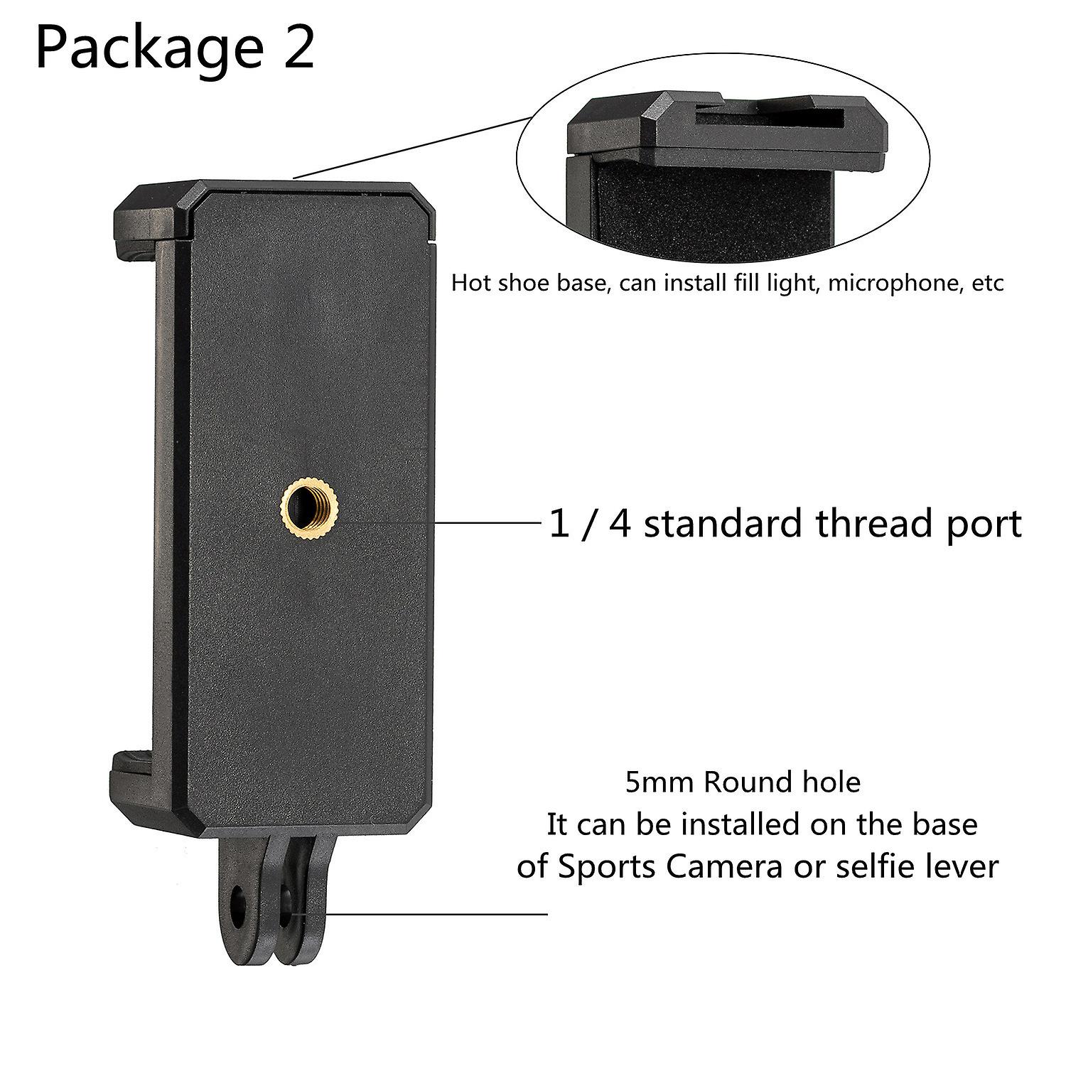 Portable Black Camera Accessory Adjustable Mount With 1/4 Screw Hole Phone Holder Stand Bracket Clip Tripod Adapter For Gopro