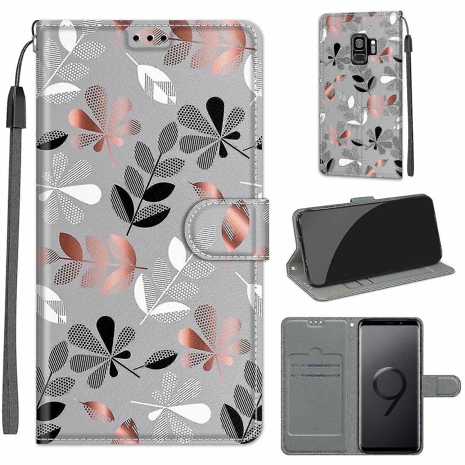 Compatible With Samsung Galaxy S9 Plus Gray Leaves Mobile Case