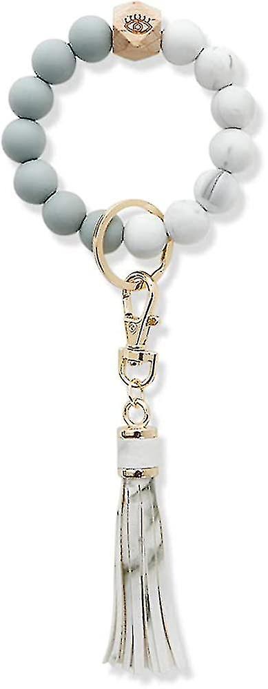 Silicone Bead Bracelet Keychain-silicone Keychain Bracelet-bead Bracelet For Women Keychain With Lea