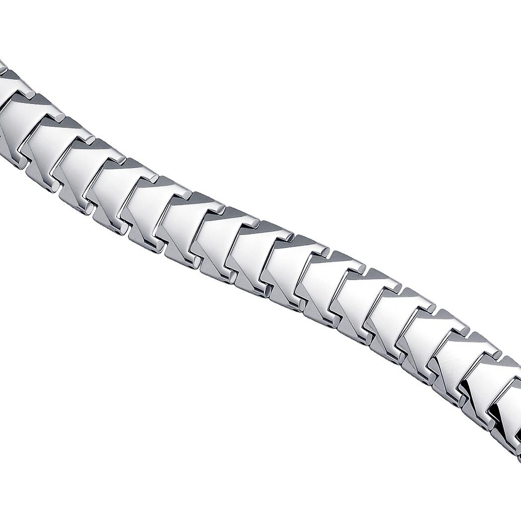Pulseira masculina de tungstênio com elos polidos, 13 mm, 8,5 polegadas.