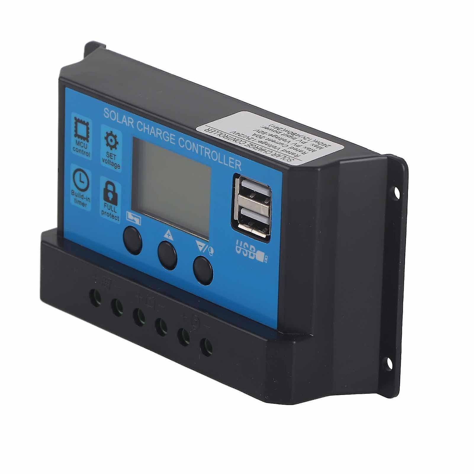 Touch Solar Battery Controller 20A 12V 24V 2‑Way MOS Solar Charge Controller PWM 3 Stage Battery Regulator Solar Panel Controller