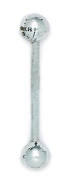 14Kホワイトゴールド14ゲージバーベルボディピアスジュエリータンバー26x6mm-女性用ボディピアススタッド