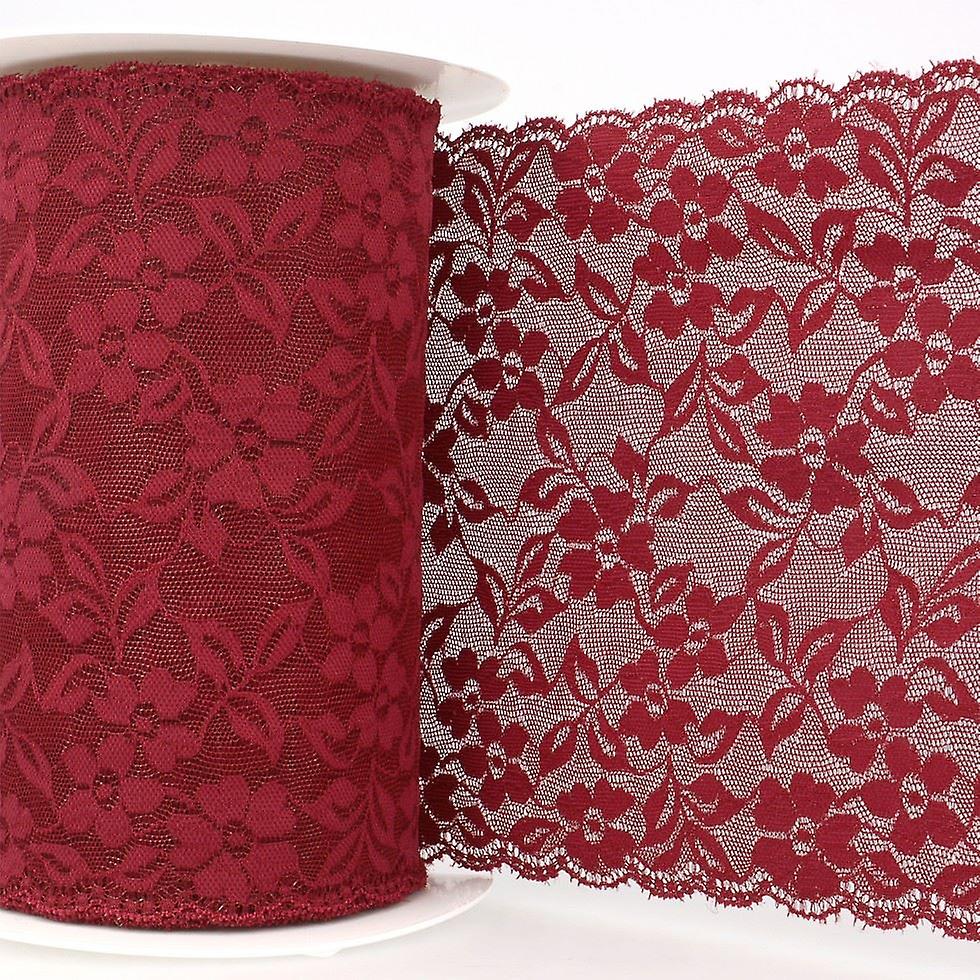 17.5cm Stephanoise Stretch Lace Trim Burgundy - per metre