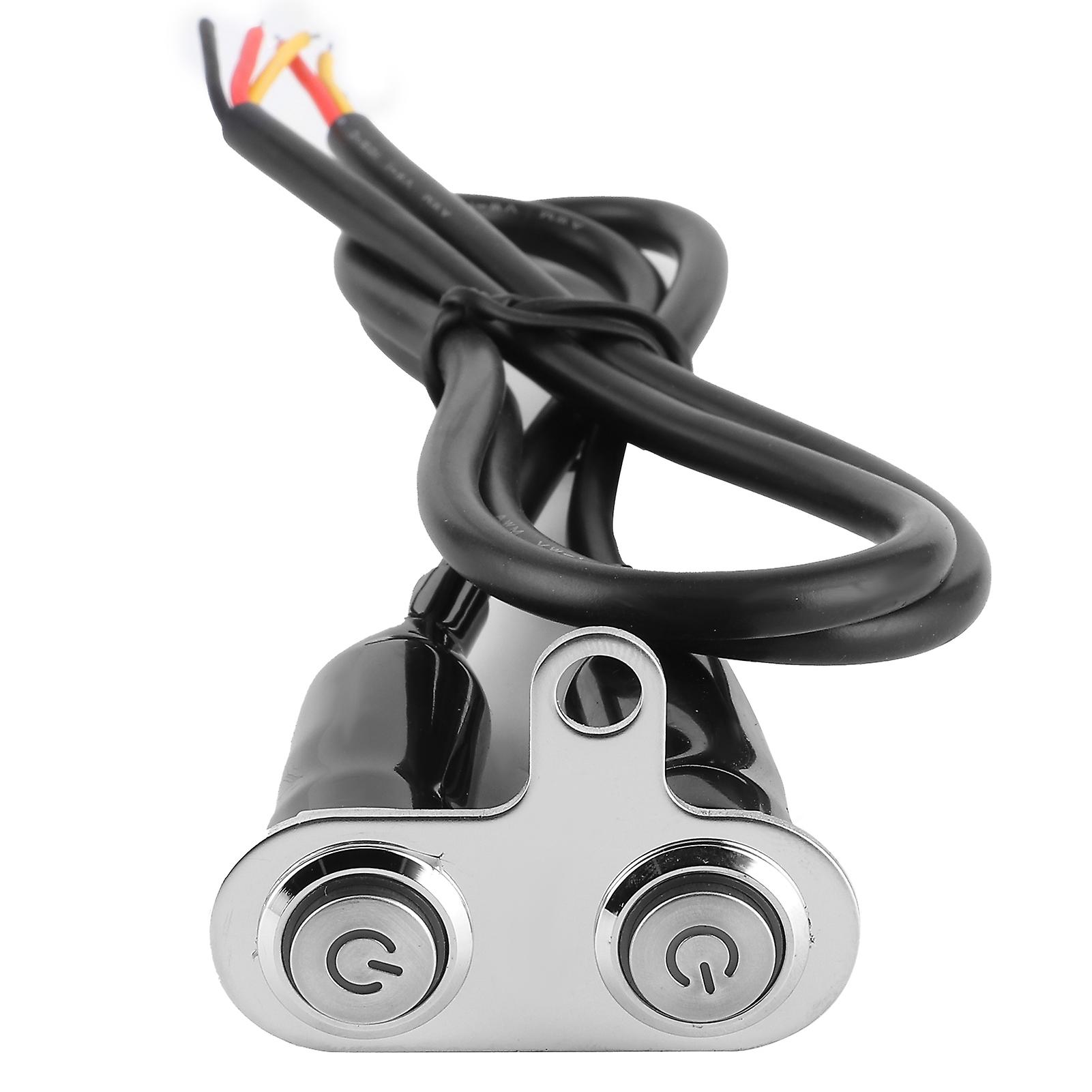 12V Stainless Steel Motorcycle Handlebar Switch LED Modification Bracket Control Push ButtonWith 2Pcs Switch Button