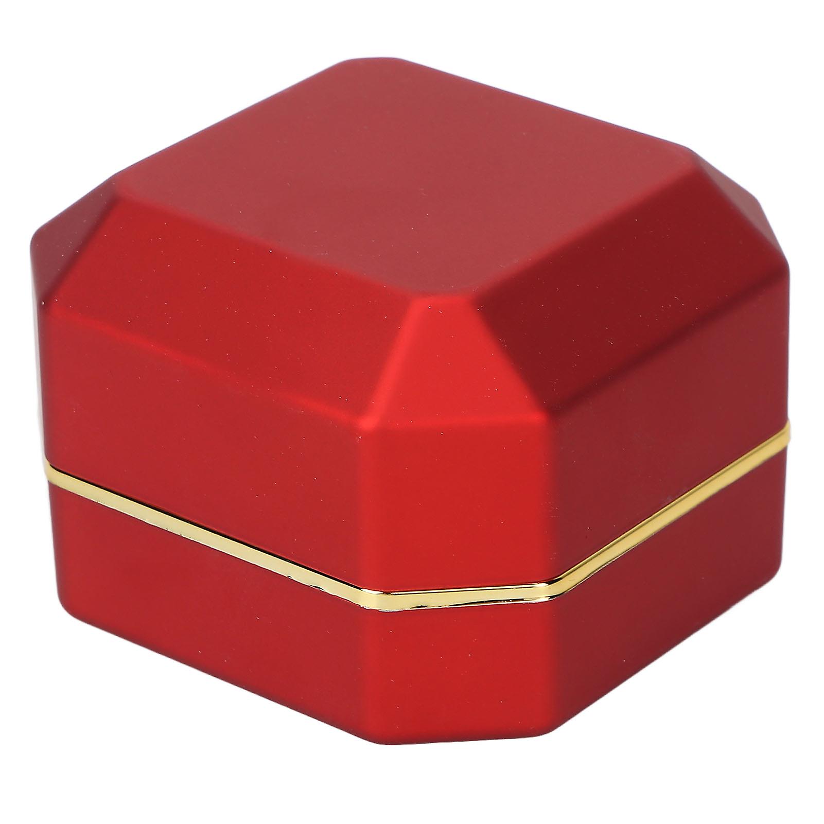 Red Ring Display Box - Flocking Inner Jewelry Gift Box with Light for Wedding