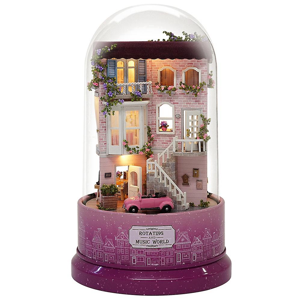 Creative Music Box Building Blocks with Rotate Music Box Dust Cover LED Light(Home)