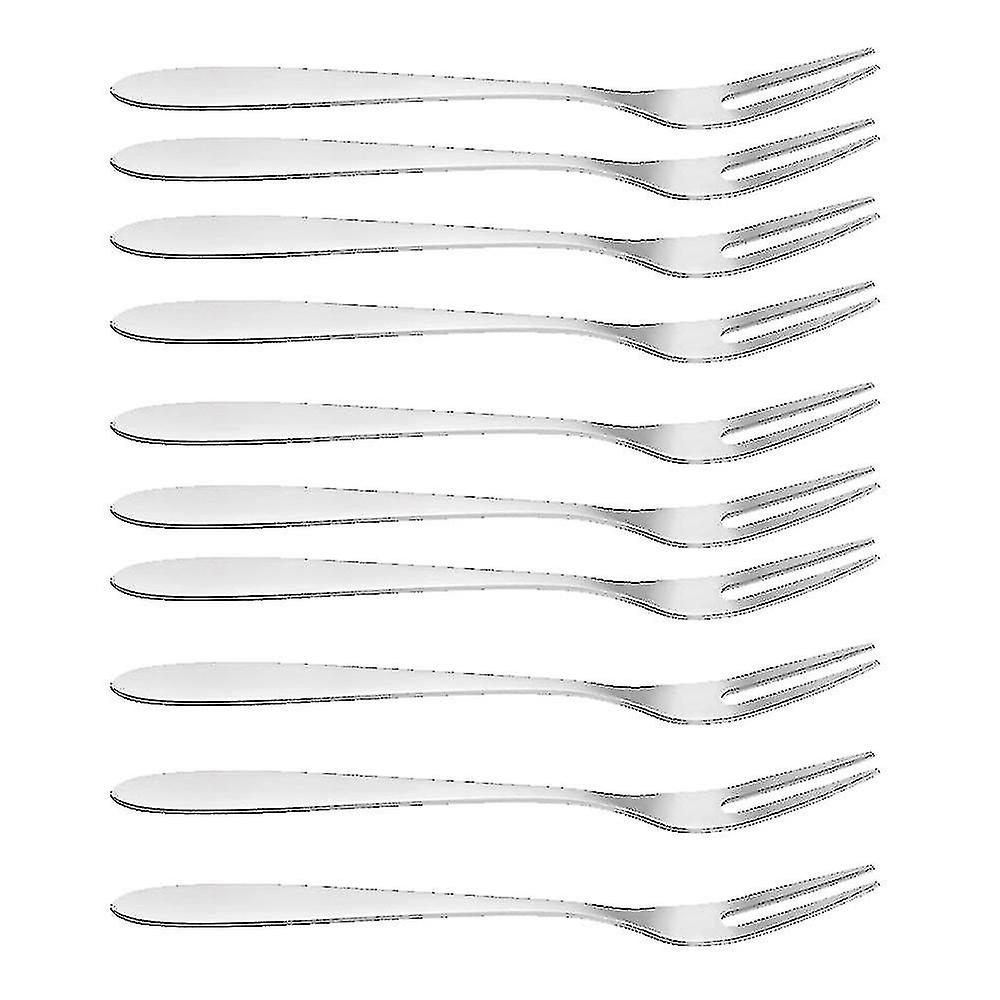 Forcelle in acciaio inossidabile, forchette escargot Forchette antipasto degustazione a 2 poli per viaggi di partito (10 pezzi) (argento)