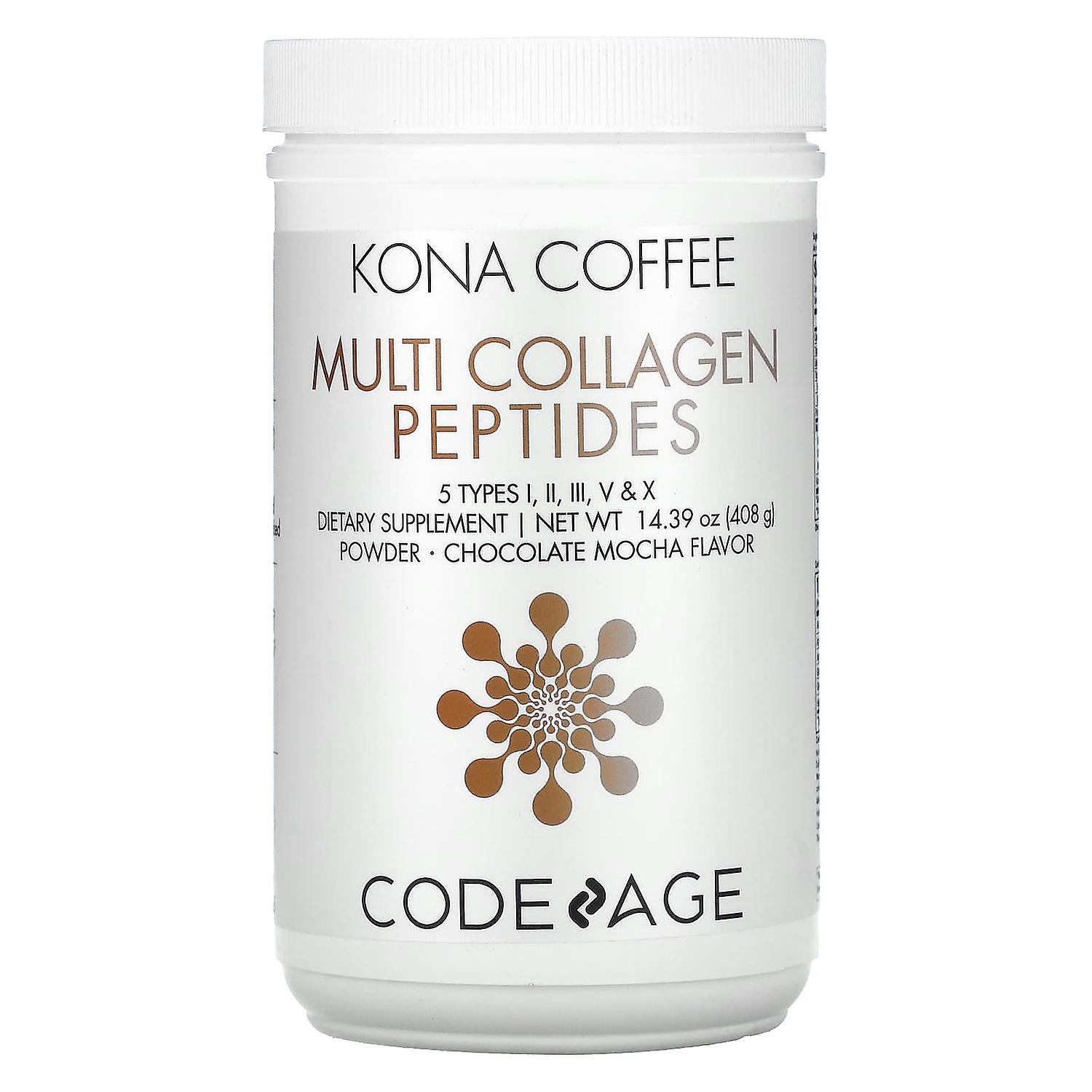 Codeage, Kona Coffee, Multi Collagen Peptides, 5 Types I, II, III, V, X, Chocolate Mocha, 14.39 oz (