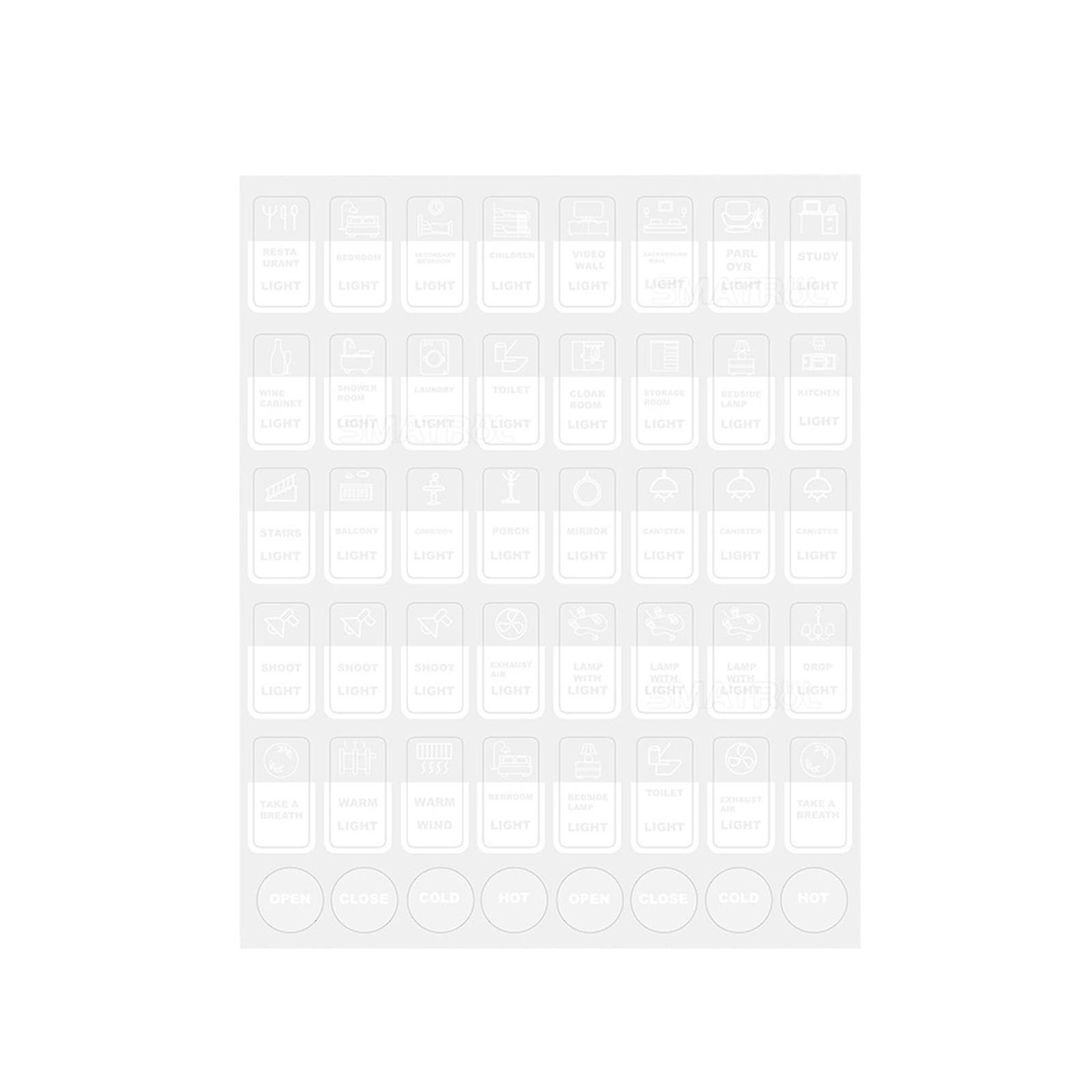 Icons Sticker Waterproof Pet Rectangular Home Text Label In The Dark Illuminated Switch Stickers