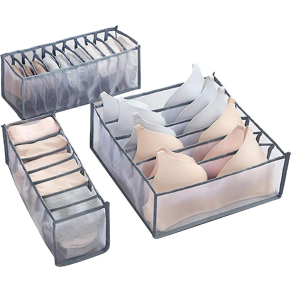Underwear Organizer Drawer Divider,set Of 3 Includes 6+7+11 Cell Collapsible Closet Cabinet Drawer C