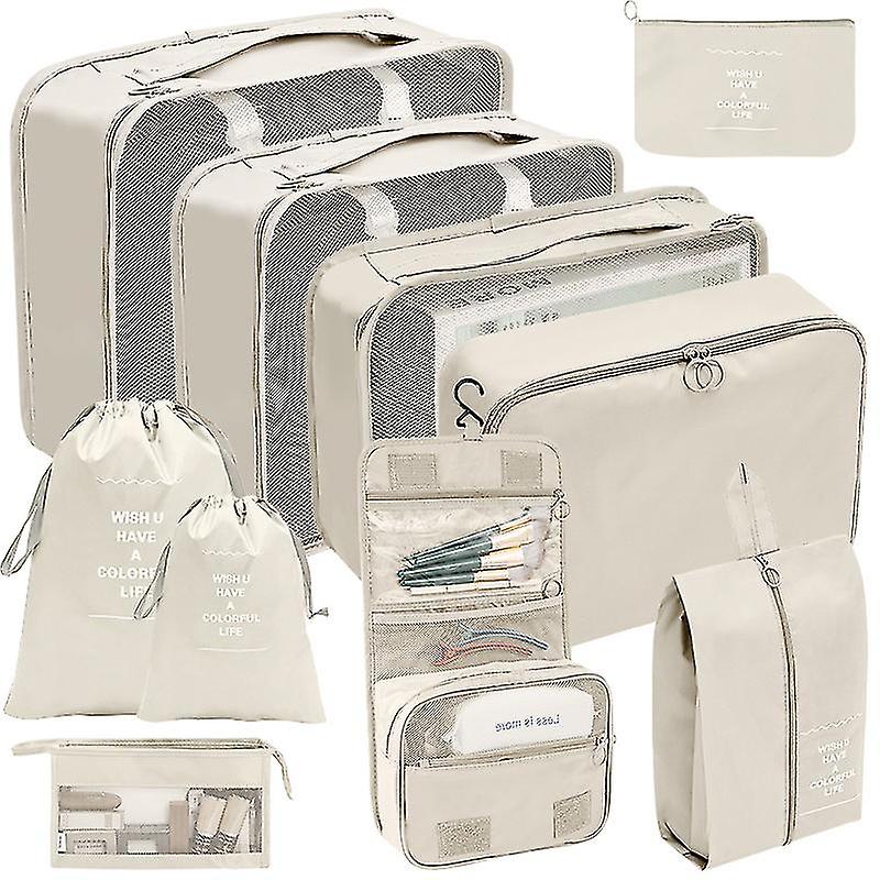 Ensemble de rangement pour valises avec 10 cubes de rangement Beige