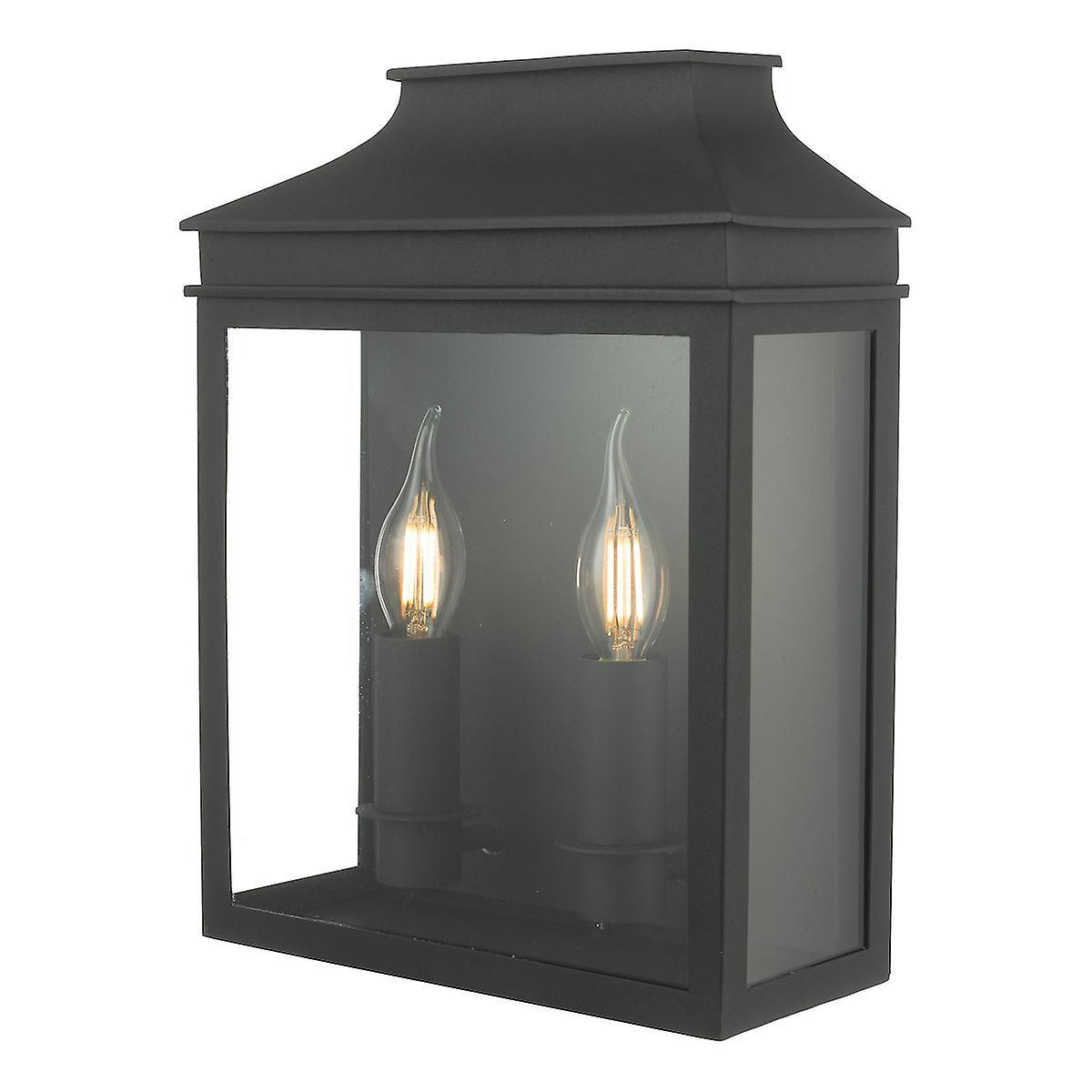 DAR VAPOUR Lantern Coach Lantern Wall Light Black IP44, 2x E14