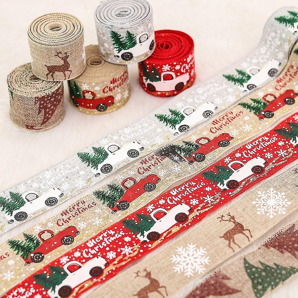 5 Rolls 5 x 500cm Burlap Wired Ribbon Christmas Wrapping Ribbon Classic Wired Ribbon Cloth Ribbons f
