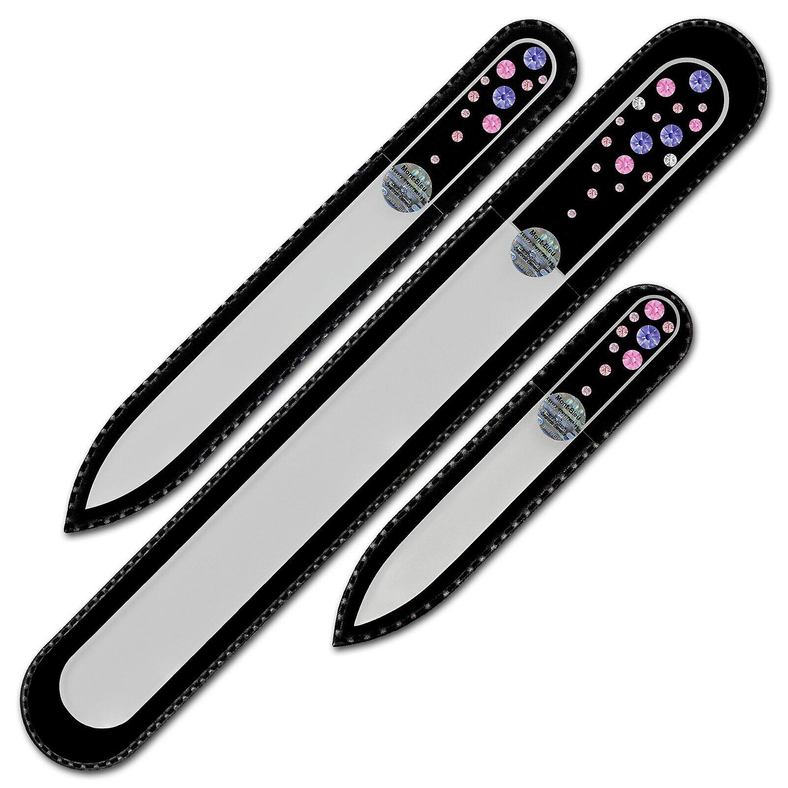 Set of 3 Transparent Crystal Nail Files with crystals W-BMS - Tanzanite - Rose