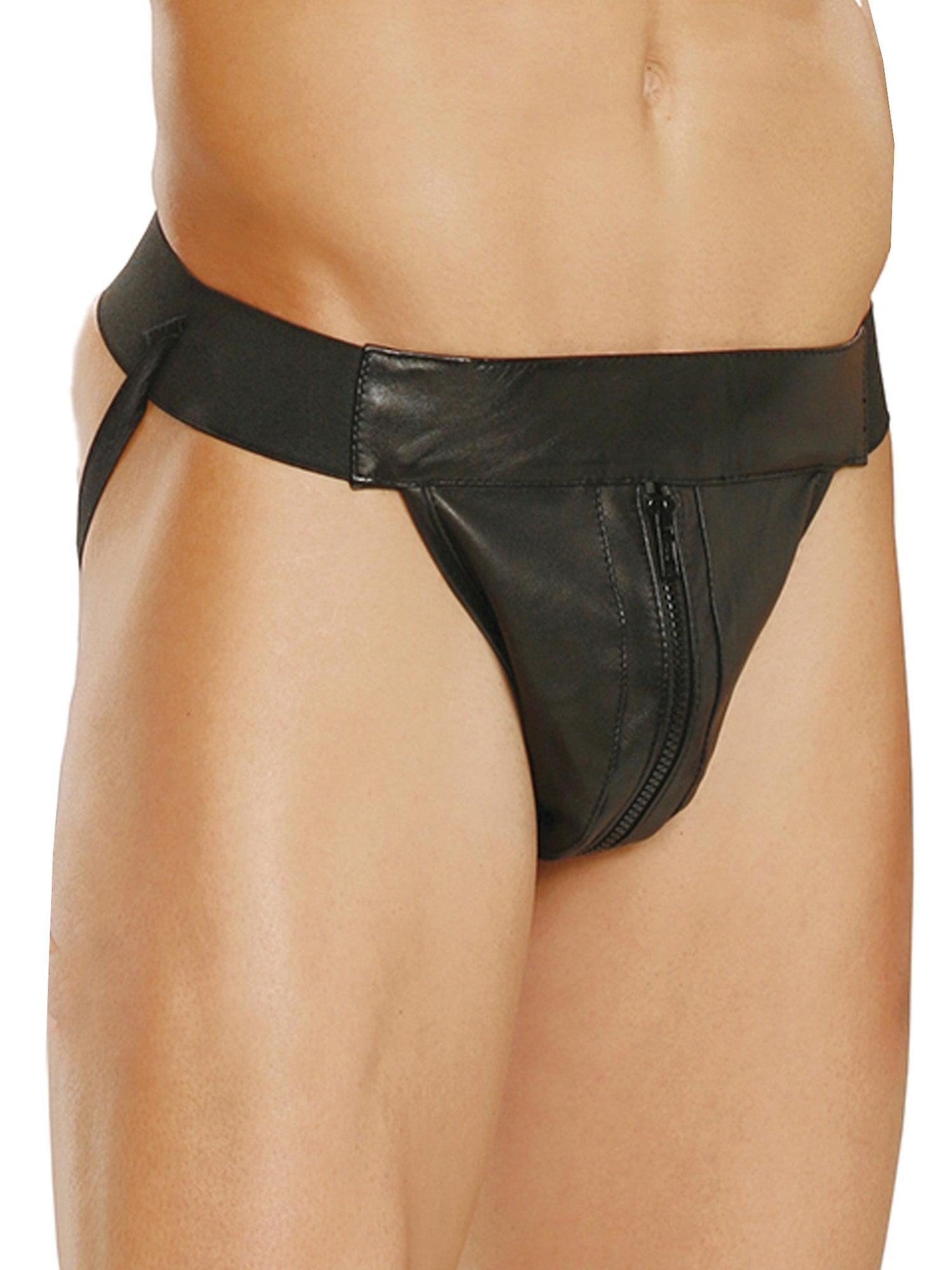 Mens Zipped Leather Jock Strap