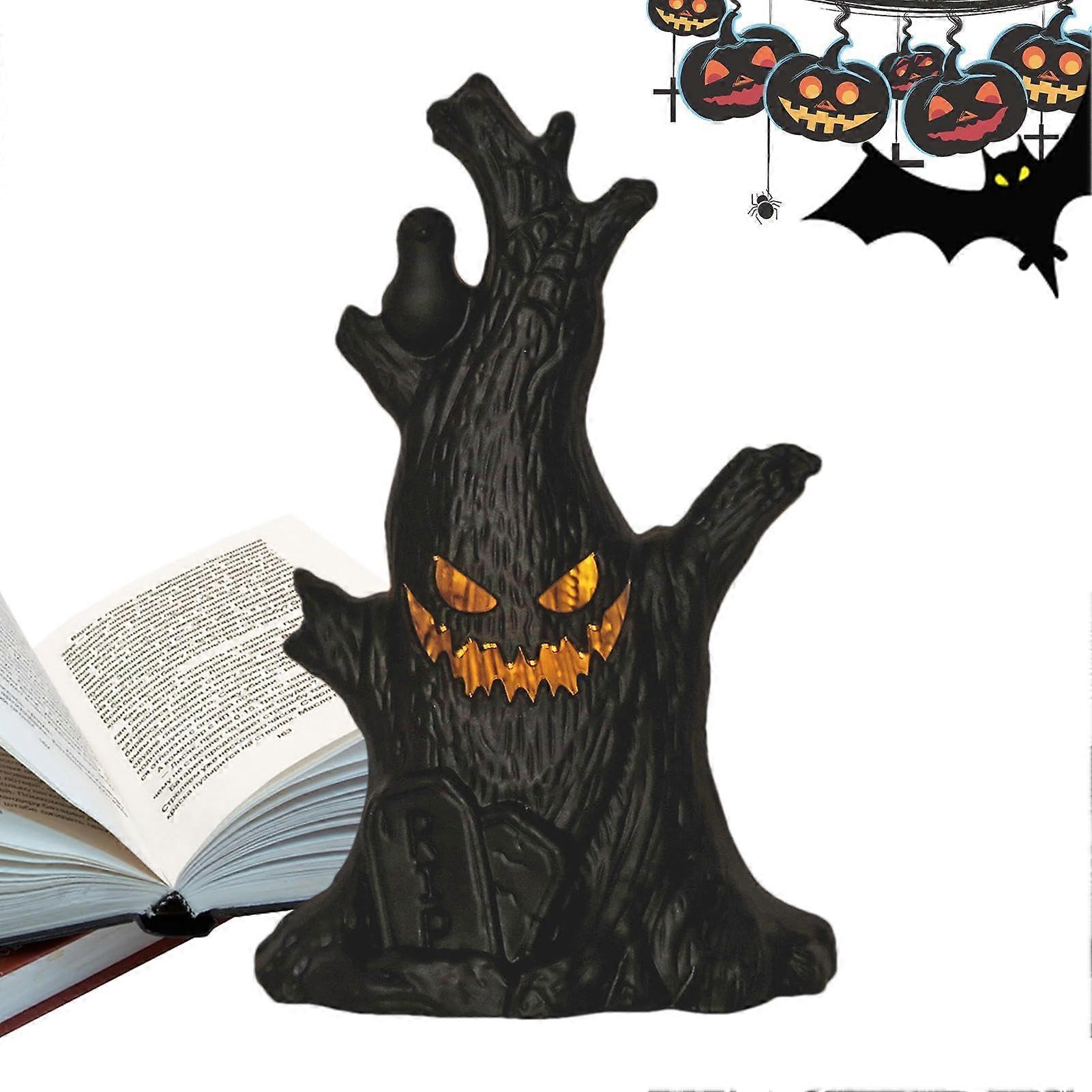 Halloween Decorative Ghost Tree Stump with LED Light, Luminous LED Ghost Tree Stump Battery Operated for Halloween Party