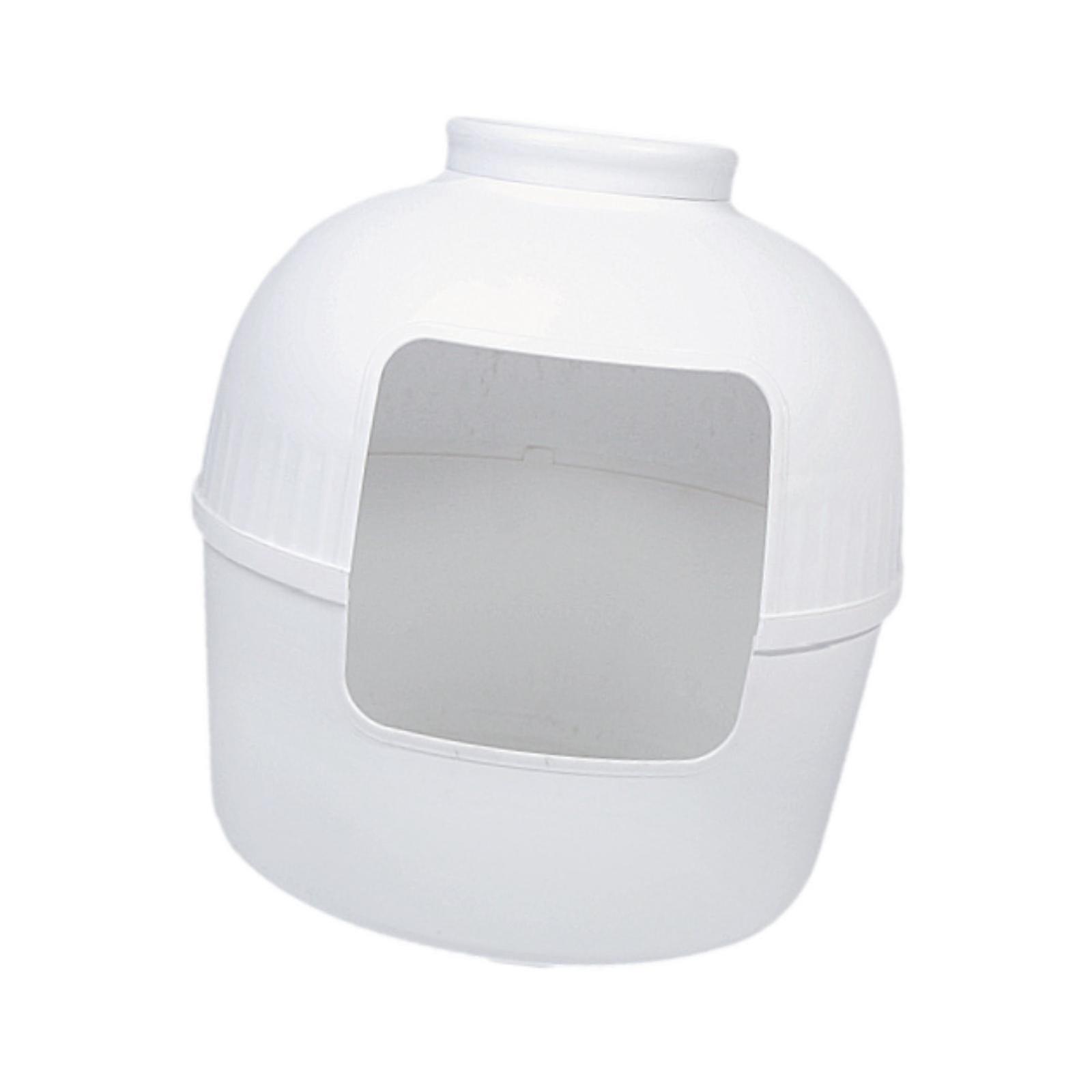 Hidden Litter Box Sturdy Easy Clean Round Splashproof Cat Planter Litter Box white