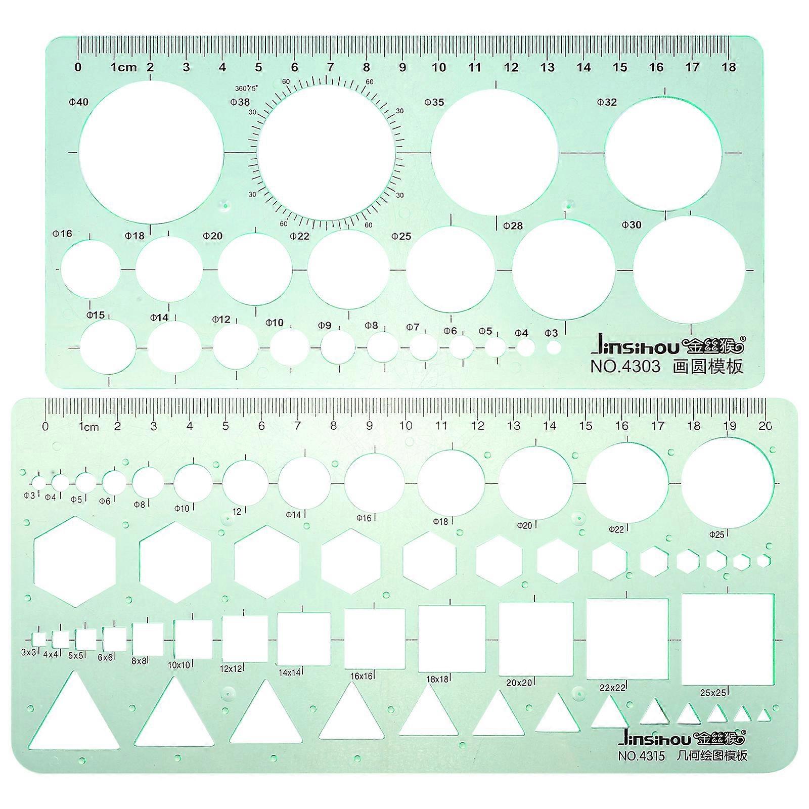 2Pcs Students Drawing Stencils Multi-functional Engineering Rulers Office School Supplies