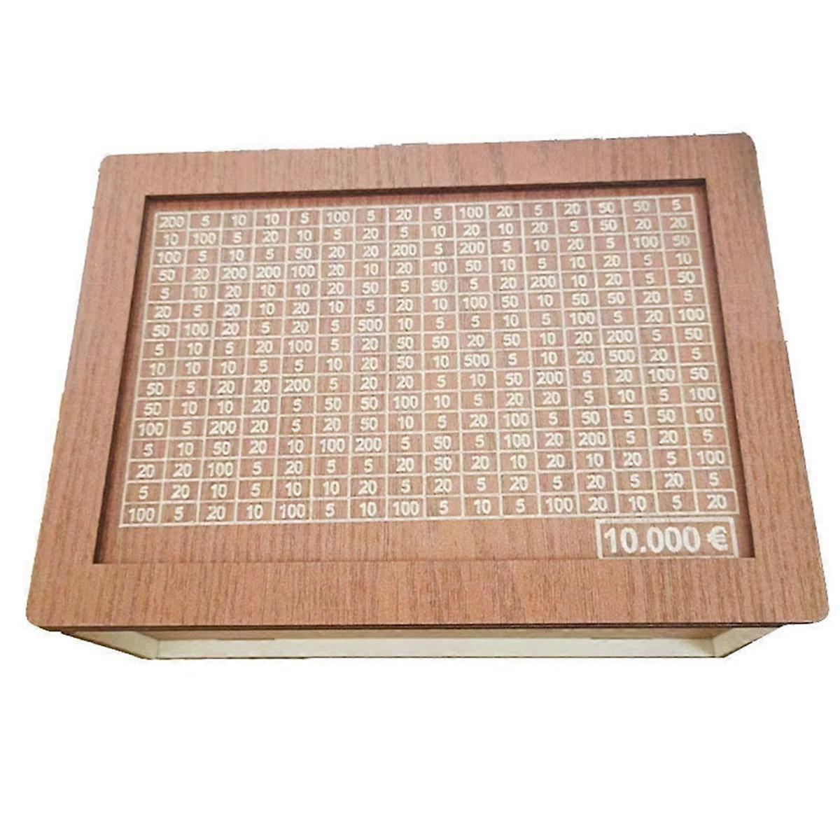 صندوق توفير المال ، نقود خشبية للأطفال والكبار ، صندوق نقود قابل لإعادة الاستخدام مع العد التنازلي وهدف المال ، تحدي 10000