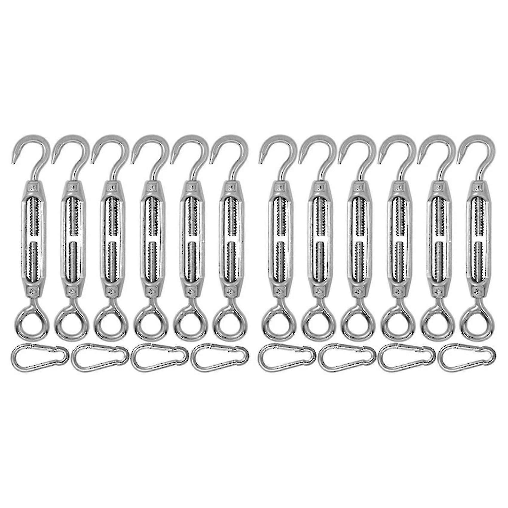 Pieces M4 Eye Hook Turn Buckle + 4 Spring Hooks - Silver