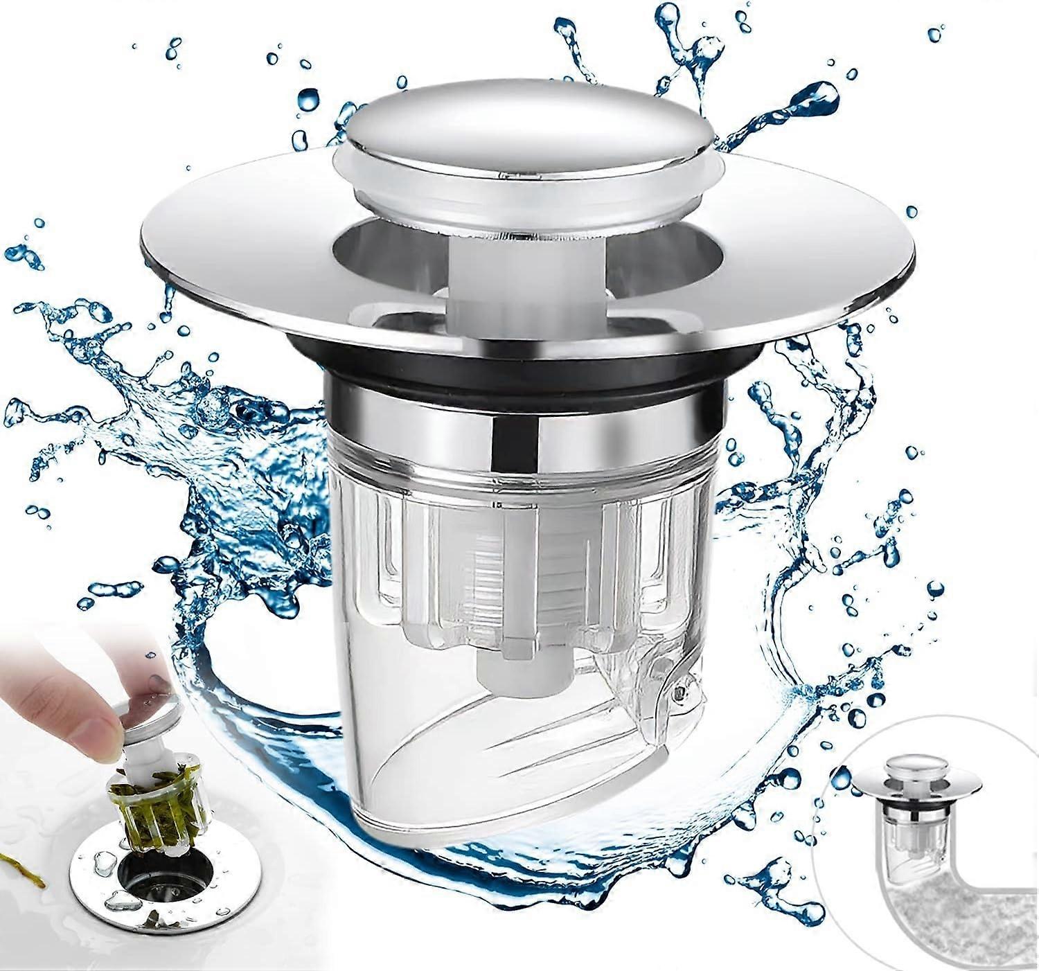 Sink Stopper, Pop-Up Drain Plug with Odor Proof and Anti-Insect Strainer, Universal Anti-Clogging Si