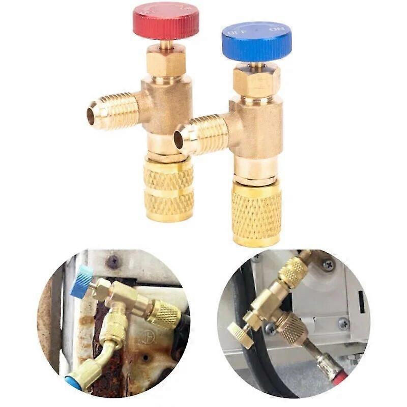 Air Conditioning Refrigerant Safety Valve R410A R22 1/4 " Refrigeration Charging Safety Liquid Adapter Hand Tool Parts FN9U5186