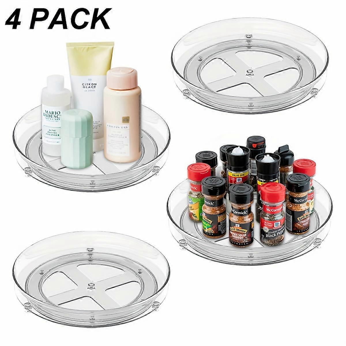 2/4pcs Crystal Clear Lazy Susan Turntable Organizers - Space-saving Rotating Storage for Fridge, Cabinets, Kitchen Countertops - Effortless Spice Jar