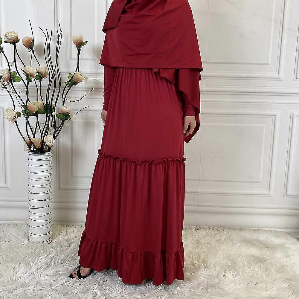 One Pieces Prayer Dress Muslim Ramadan Outfit Kaftan Robe Eid Women Abaya Dubai Long Khimar Jilbab Hijab Dresses Islam Clothes