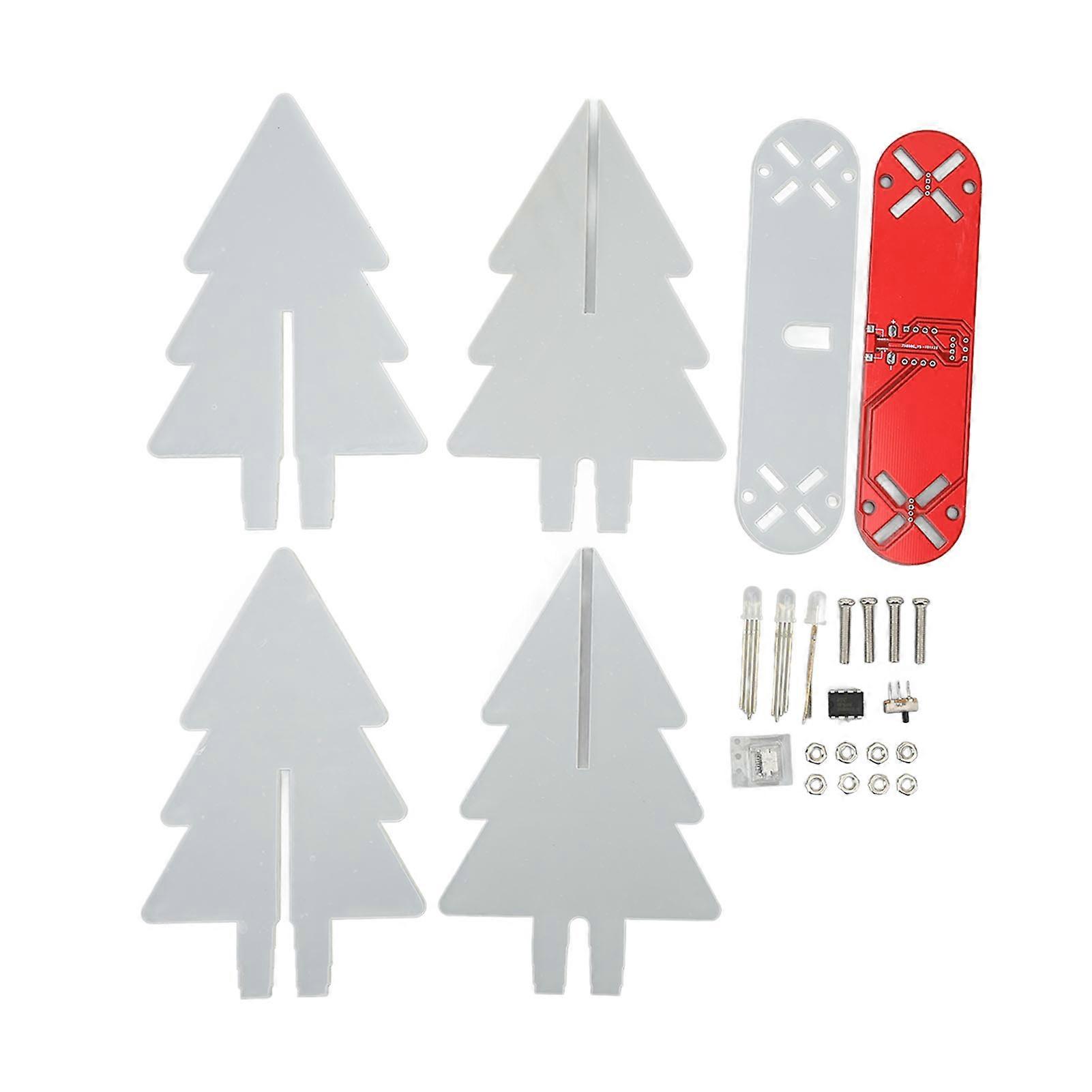 Electronic Christmas Tree Kit Led Gradient Light 3d Diy Electronic Assemble Kit For Soldering Practice Red