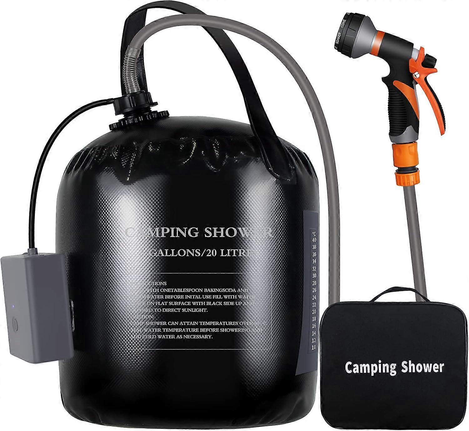 buon Nazalus-Vendita 20L Secchio Riscaldato Solare Portatile Doccia Da Campeggio Luce LED Ricarica USB 8 Modalità di Spruzzo Termometro Incorporato per Escursionismo, Campeggio, Trave