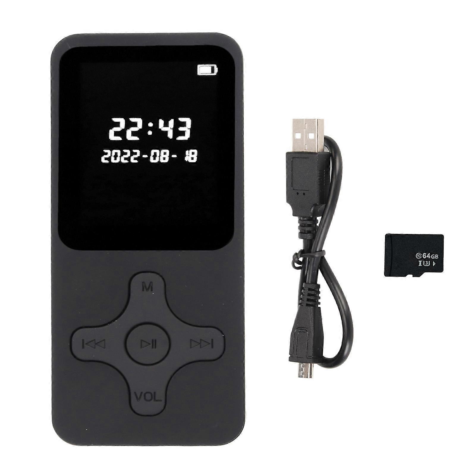 MP3 MP4 Player Bluetooth 5.0 Ultra Thin Digital LCD 1.77 Inch Screen HD Speaker FM Radio Portable HiFi Music Player With 64G Memory Card