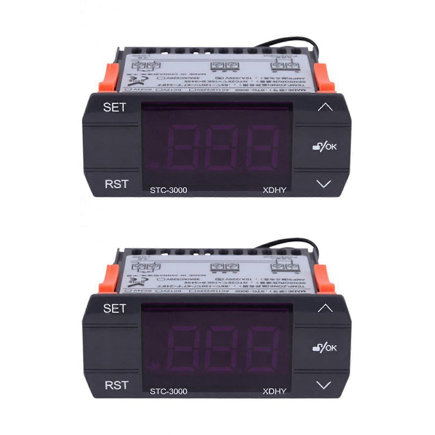 2x Stc-3000 110v-220v 30a Press Digital Temperature Controller Thermostat With Sensor Controlling T
