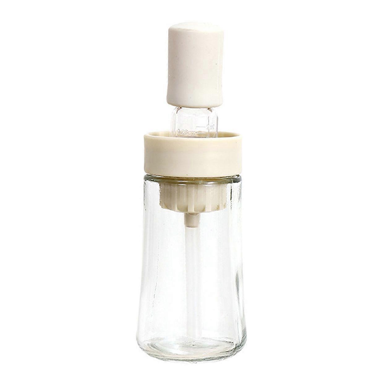 Olivenoliedispenser med børste - Olivenoliedispenser i glas til køkken, 2-i-1 oliedispenserflaske