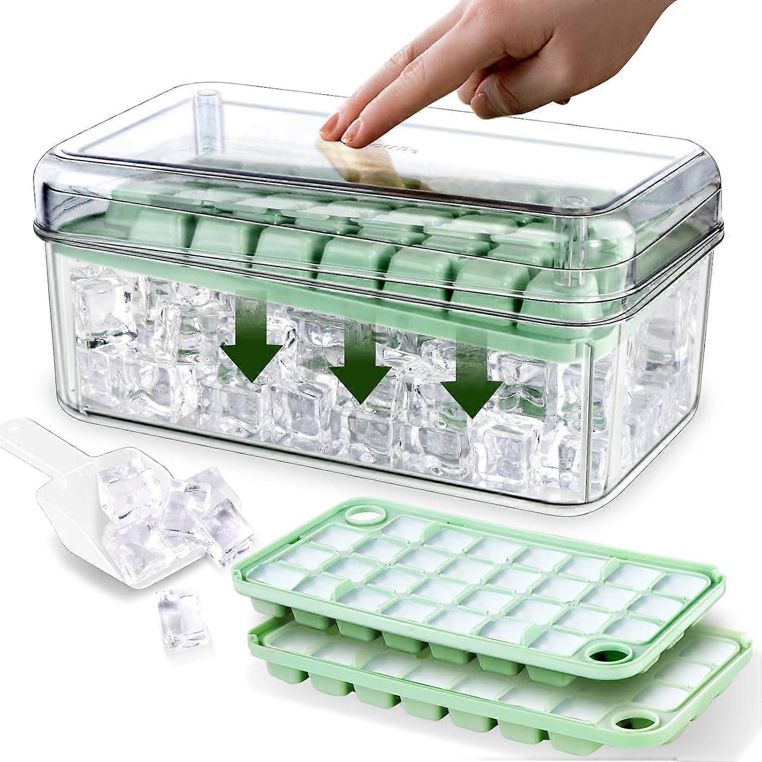 Ice Cube Tray with Lid and Bin,60 pcs mini Ice Cube Trays for Freezer,Ice Cube Mold, Ice Molds Ice Scoop,Ice Cube Tray Mold for Whiskey Cocktail,Tea,C