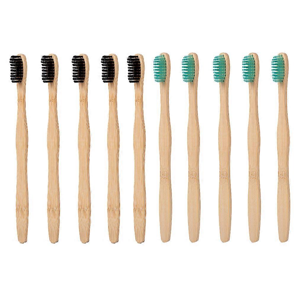 Biodegradable Bamboo Toothbrushes, 10 Piece Soft Bristles Toothbrushes
