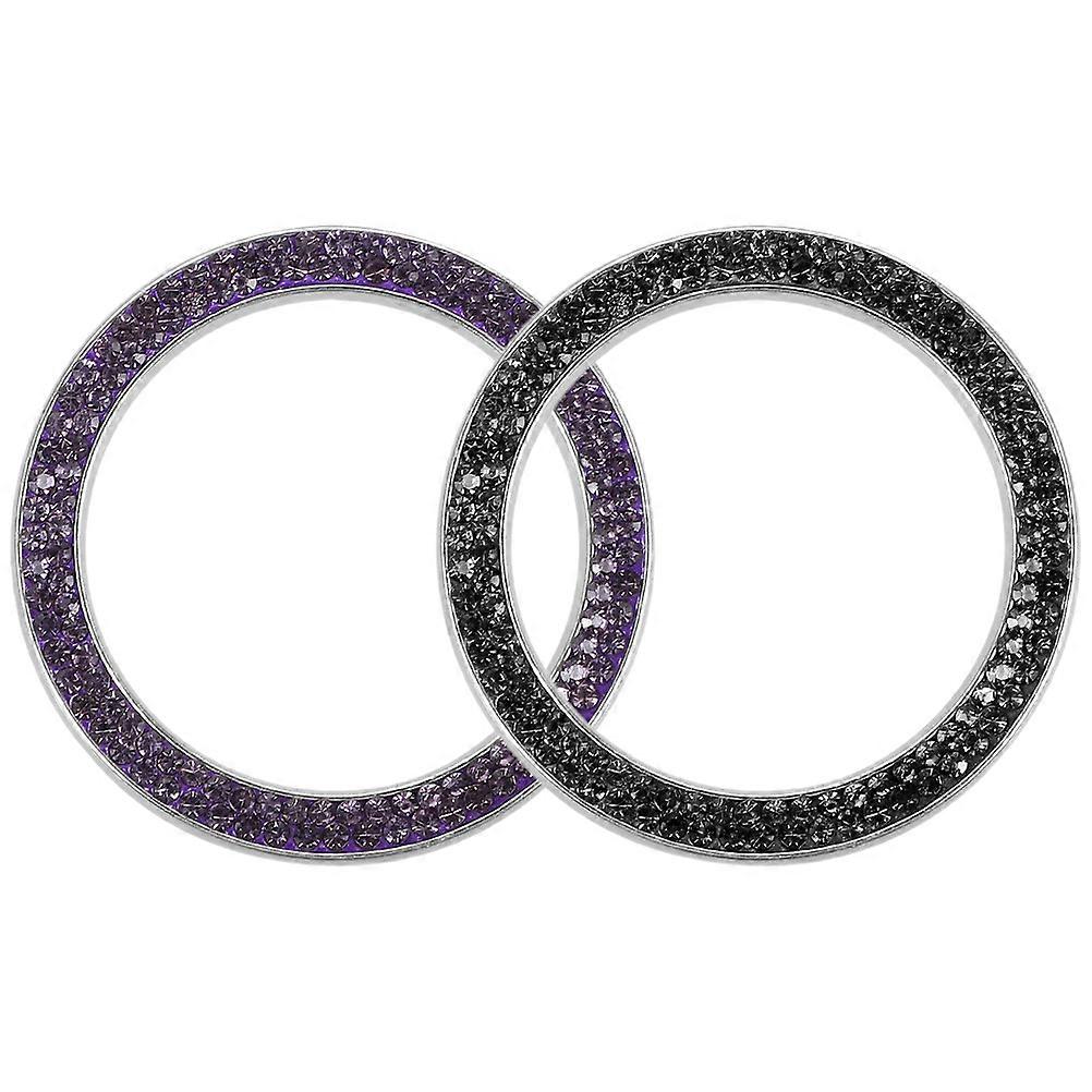 2pcs Car Ignition Button Ring Stickers Engine Start Button Ring Decal Rhinestone Car Decor