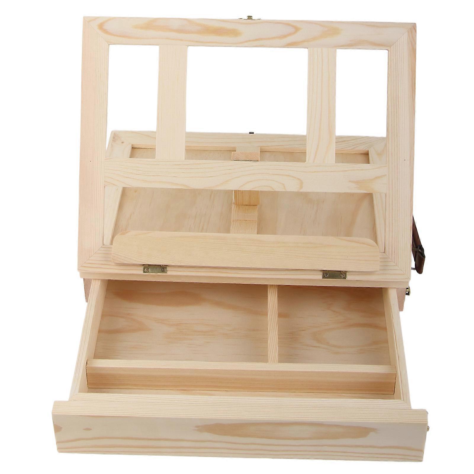 Tabletop Easel Folding Type Pine Wood Painting Box with Drawer Sketching Art Supplies YEMAA