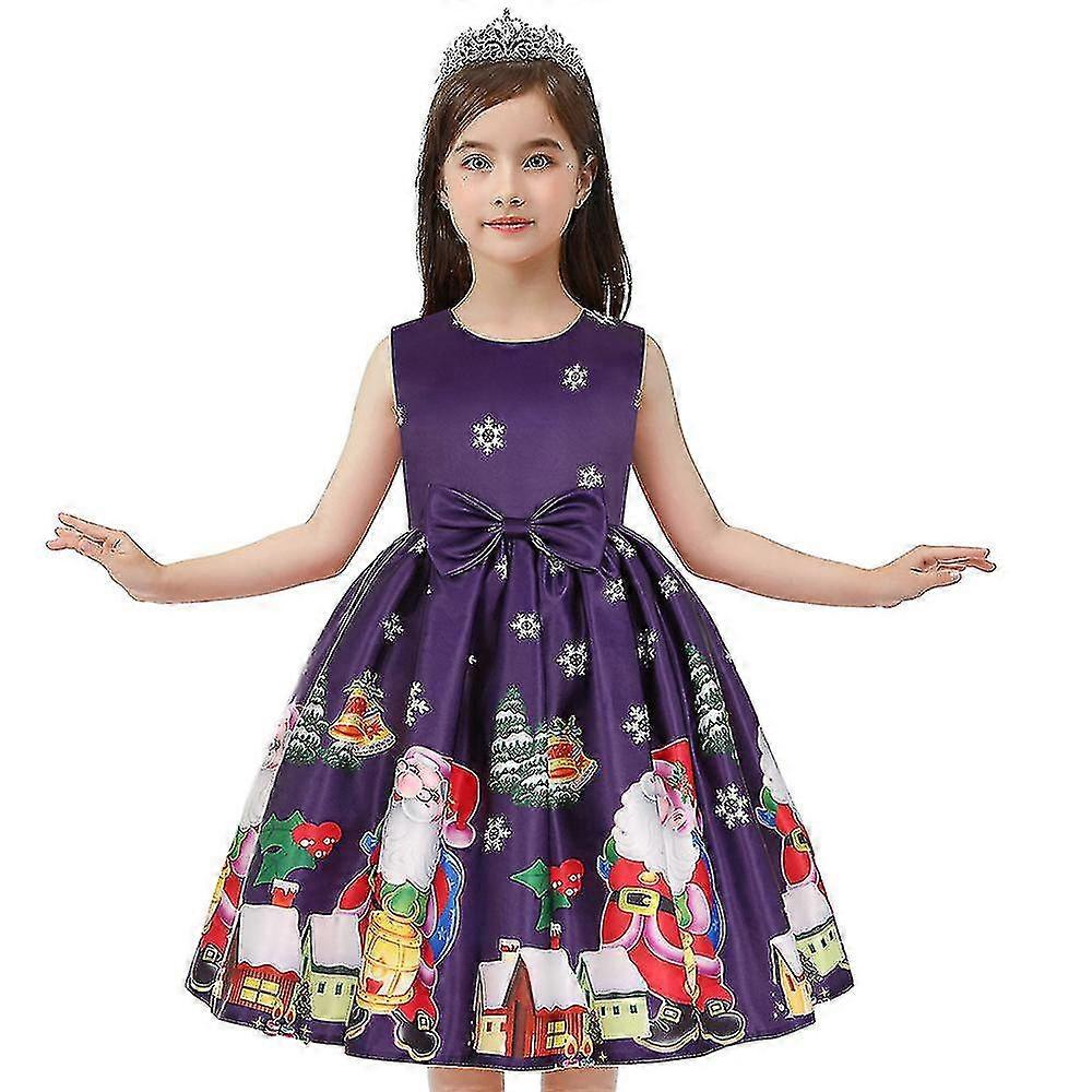 Enfants Filles Sans manches A-line Robe Noël Bow Swing Skater Party Ball Gown
