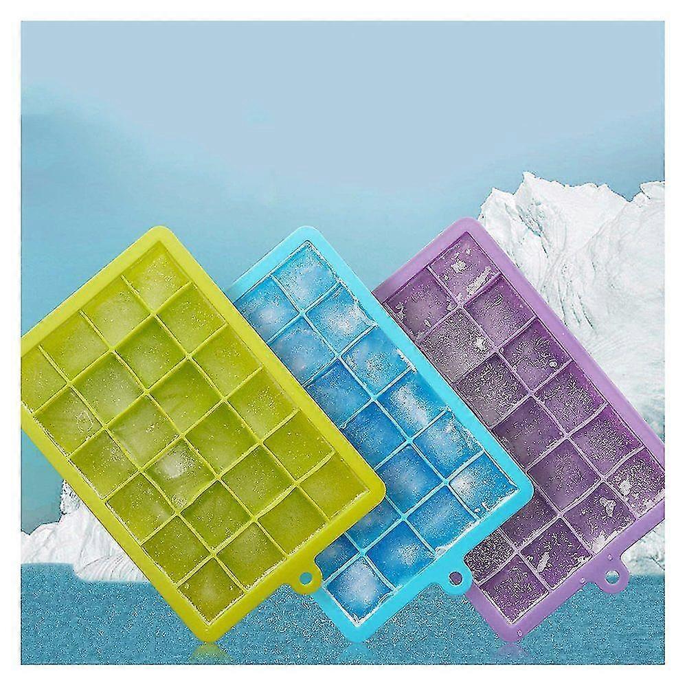 Ice Cube Tray Pack Of 3 Silicone Ice Cube Trays With Lids Easy Remove Ice Cube Tray 24 Compartments