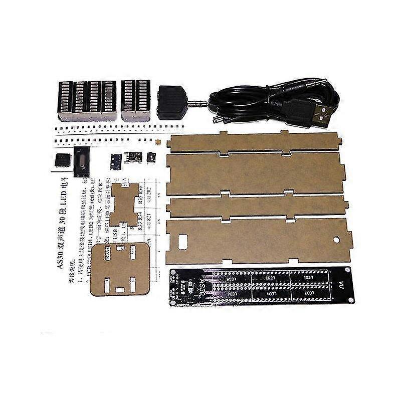As30 led music audio spectrum indicator amplifier board scm stereo level indicator vu meter speed adjustable with case